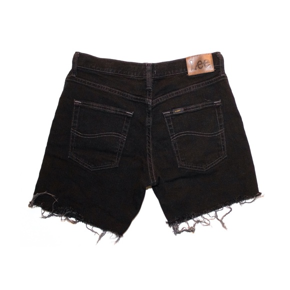 Black Lee Denim Cutoff High Waisted Long Shorts 99% Cotton - Picture 2 of 2